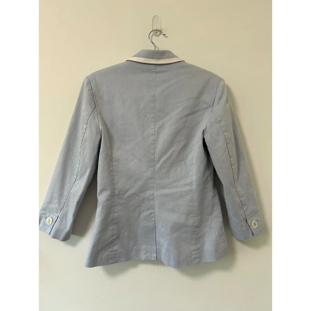 Tommy Hilfiger Blazer Womens Small Light Blue Excellent Preppy Crest Trim